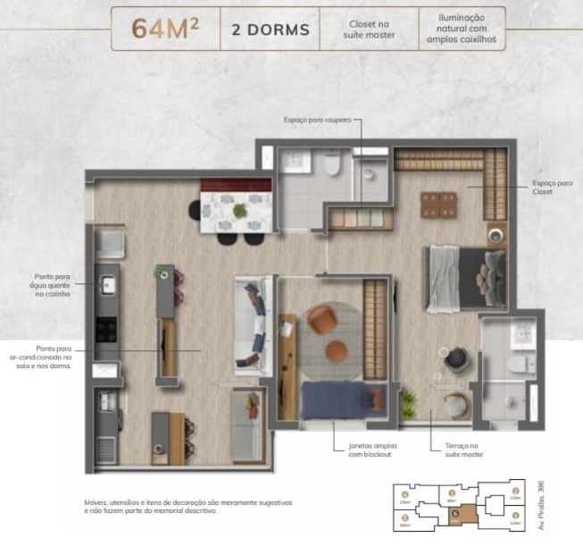 Apartamento à venda em Dezoito do Forte Empresarial/Alphaville., 64 m² – Barueri – Cód. 74258572 — imagem 2