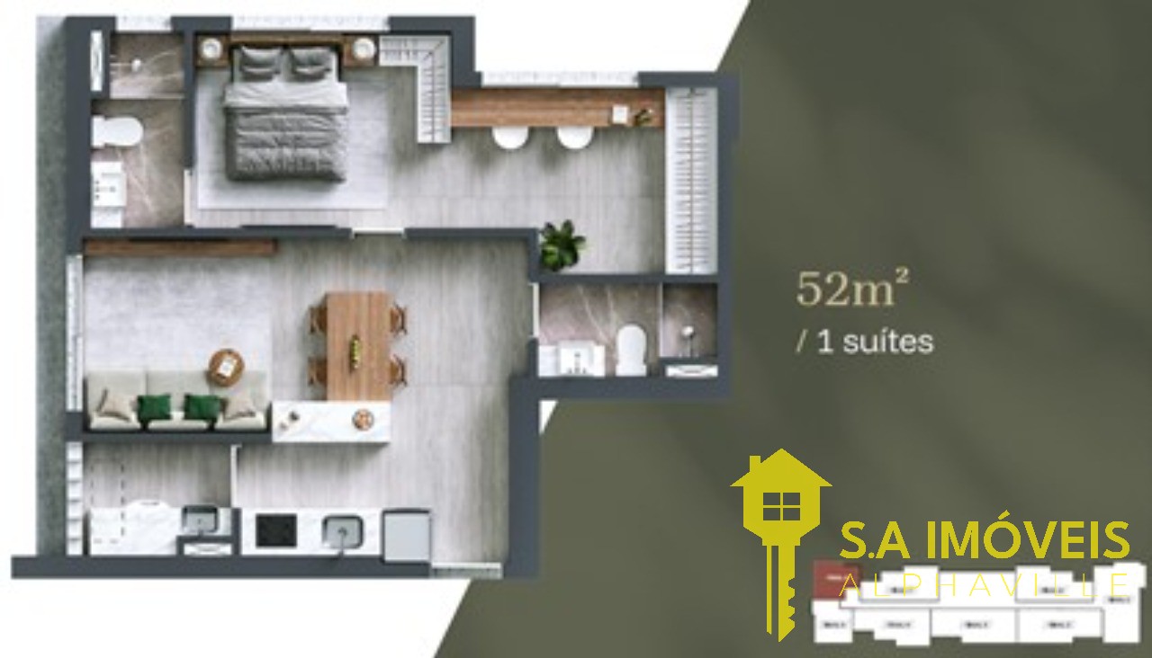 Apartamento à venda no Bosque Alphagran, 52 m² – Alphagran Alphaville, Barueri – Cód. 76853906 — imagem 3
