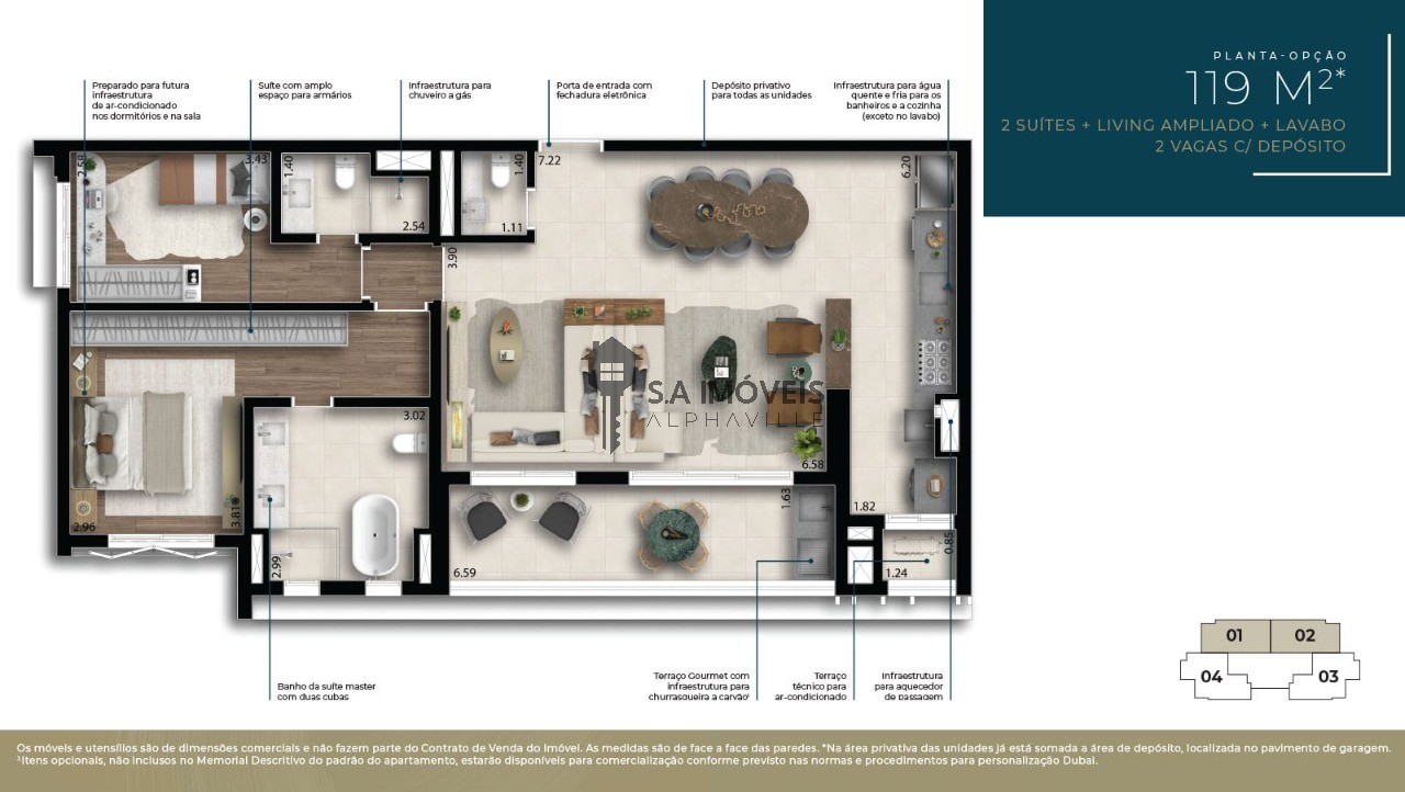 Apartamento à venda em Dezoito do Forte Empresarial/Alphaville., 119 m² – Barueri – Cód. 77018906 — imagem 2