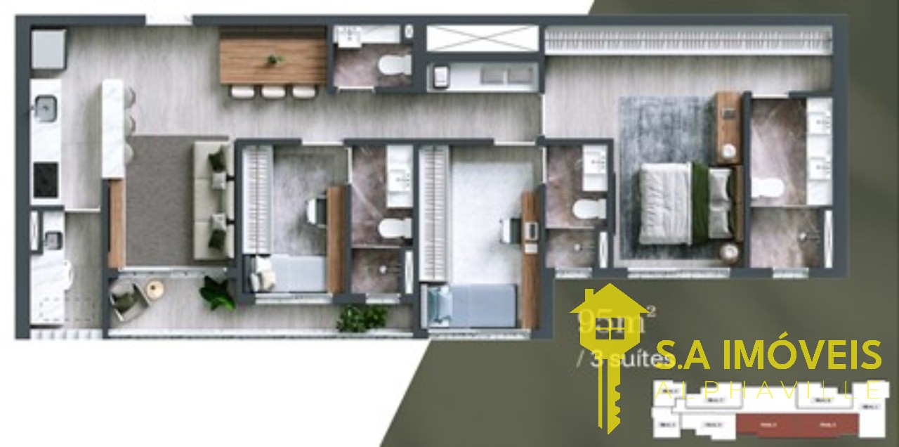 Apartamento à venda no Bosque Alphagran, 95 m² – Alphagran Alphaville, Barueri – Cód. 76853933 — imagem 2