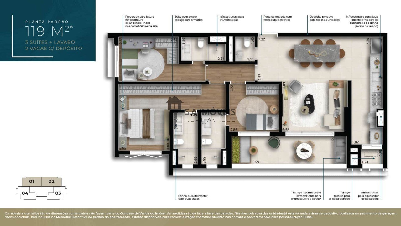Apartamento à venda em Dezoito do Forte Empresarial/Alphaville., 119 m² – Barueri – Cód. 77018906 — imagem 3