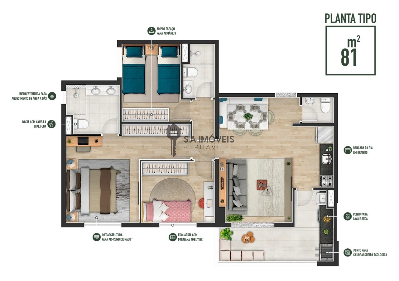Apartamento à venda em Jardim Iracema/Aldeia, 81,2 m² – Barueri – Cód. 78906585 — imagem 2